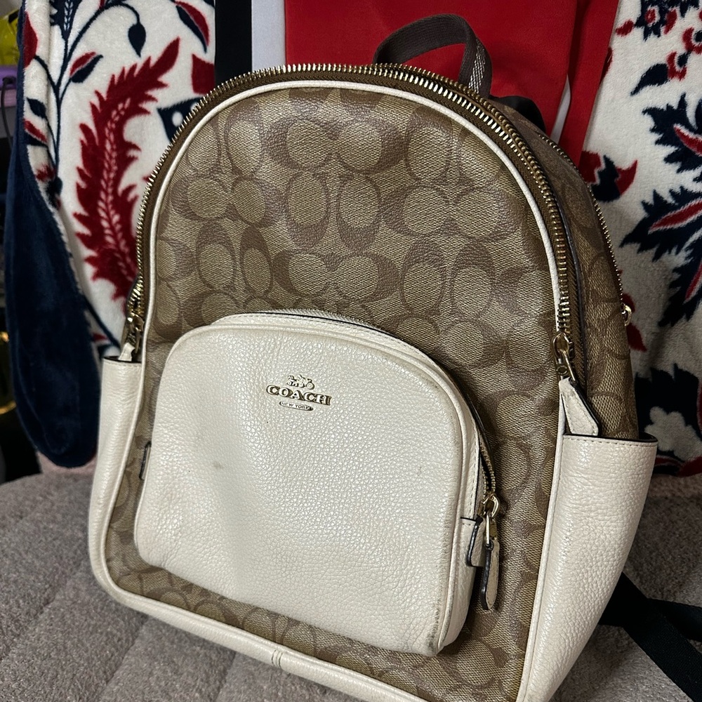 coach rucksack brown & white backpack